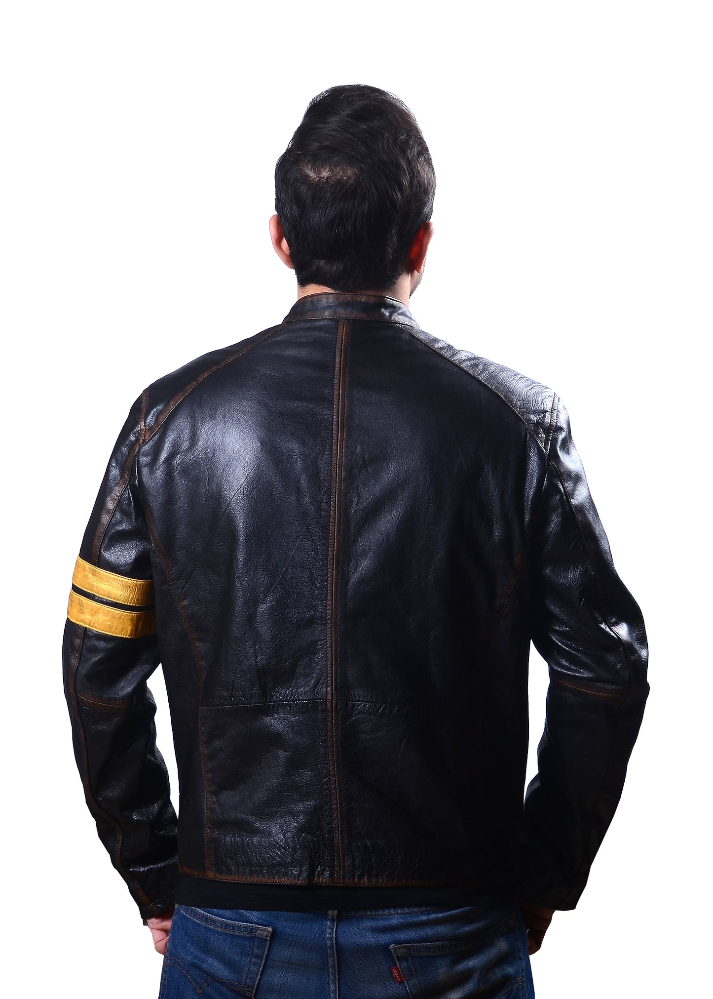 Men’s New Motorcycle Biker Vintage Distressed Ash Black Decker Real  Leather Jacket
