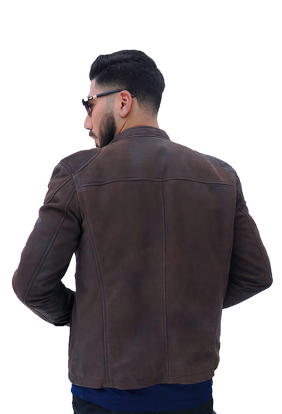 NEW MENS CHOCO BROWN REAL LAMBSKIN SNUFF PREMIUM LEATHER JACKET