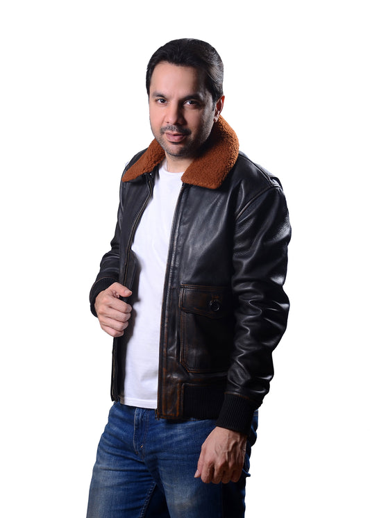 Men's Leather Jacket Bomber Brown  Real Leather Jacket