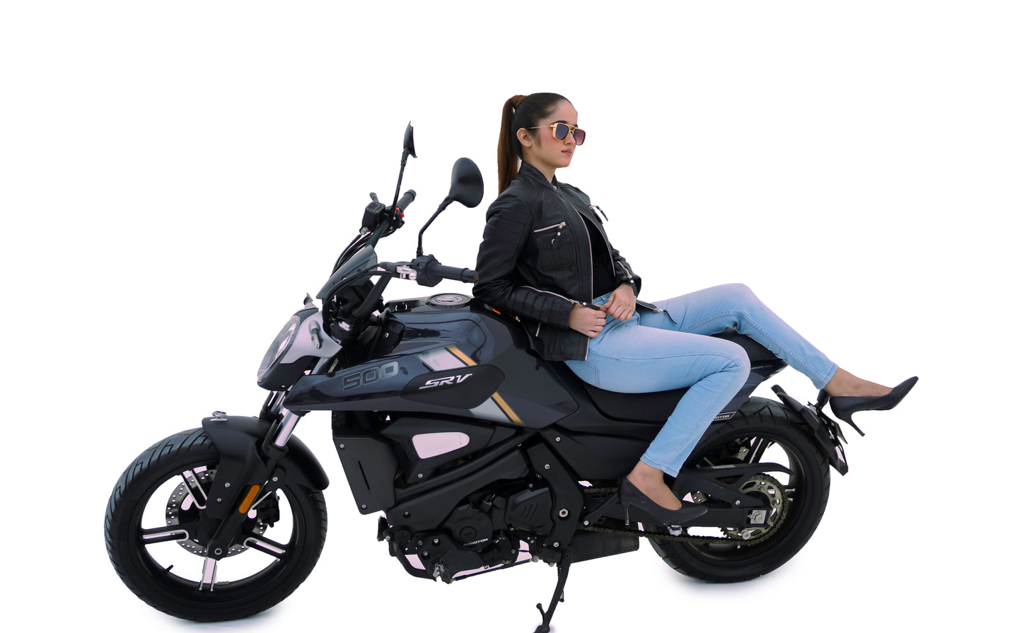 New Dawn Age Women's Black Slim Fit Biker Moto Style Real Leather Jacket