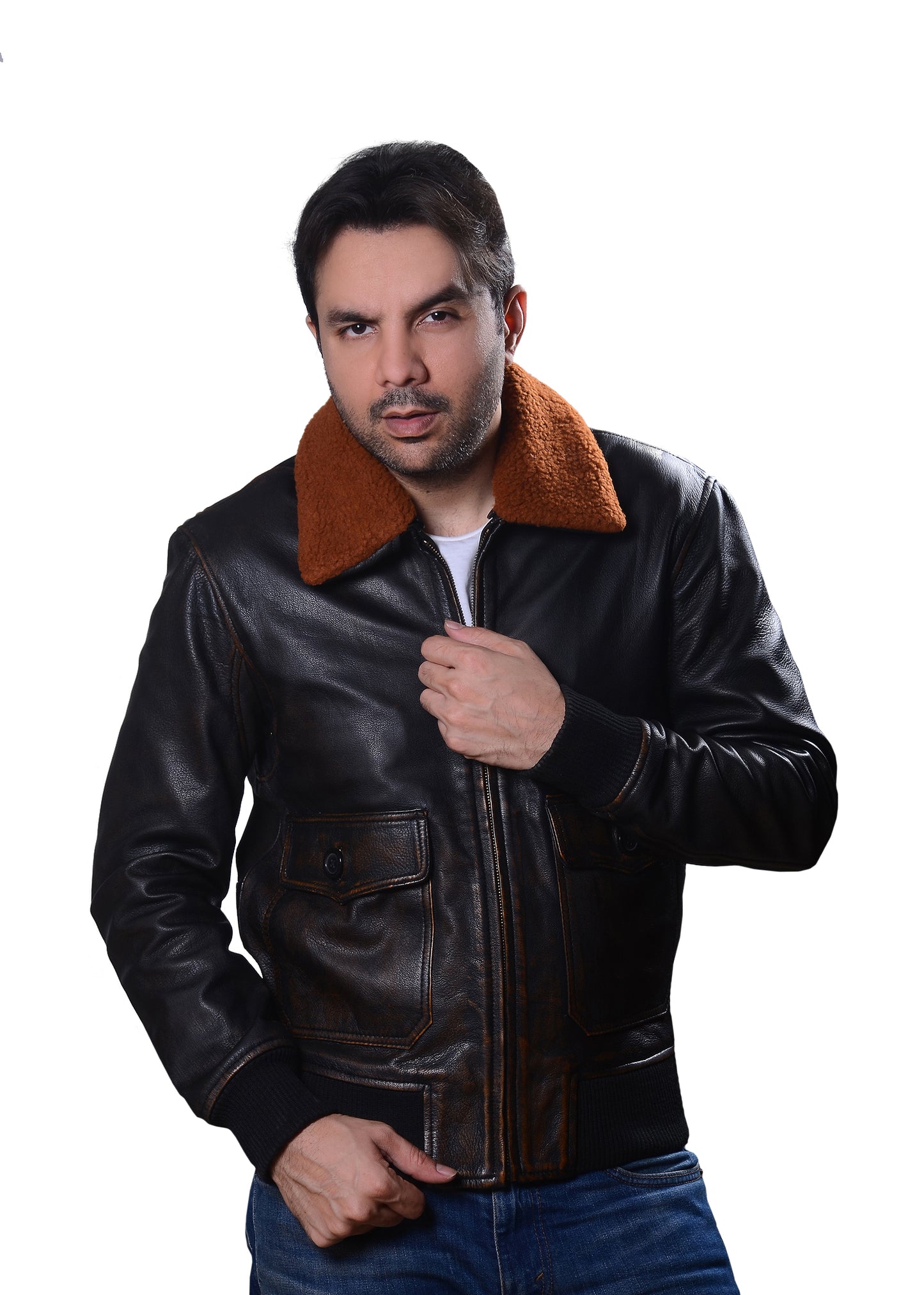 Men's Leather Jacket Bomber Brown  Real Leather Jacket