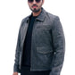 MEN'S AVIATOR DISTRESS BLACK GREY REAL LEATHER JACKET
