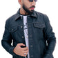 NEW MENS TRUCKER BLACK VINTAGE BIKER LEATHER JACKET