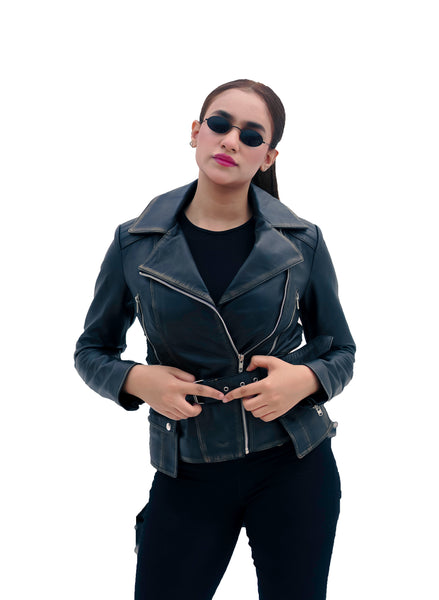 Maximus Women's Real Leather Soft Lambskin Biker Distress Vintage Jacket