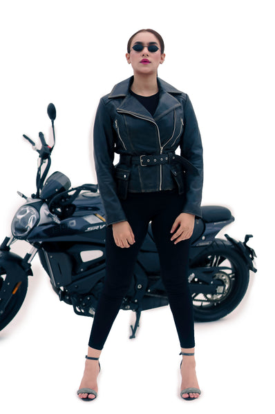 Maximus Women's Real Leather Soft Lambskin Biker Distress Vintage Jacket