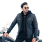 New Men's Genuine Real Leather Black Bomber Winter Hooded Jacket