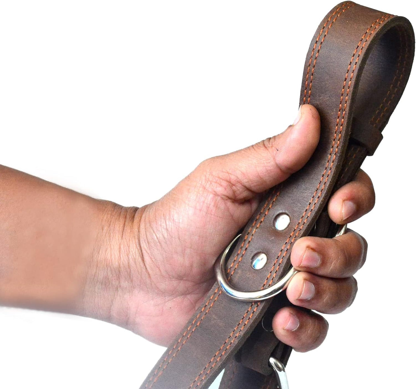 Genuine Leather Heavy Duty Dog Collar with Metal Buckle