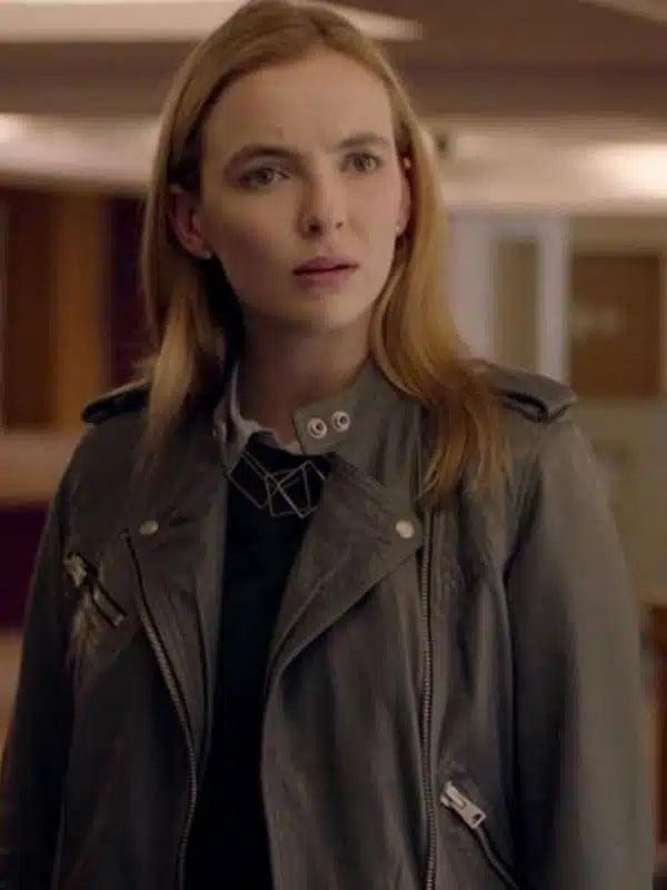 Killing Eve Jodie Comer Grey Leather Jacket