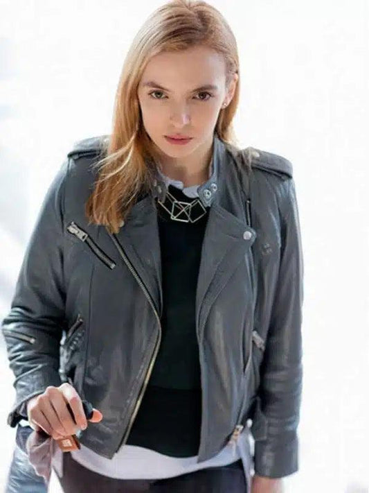 Killing Eve Jodie Comer Grey Leather Jacket