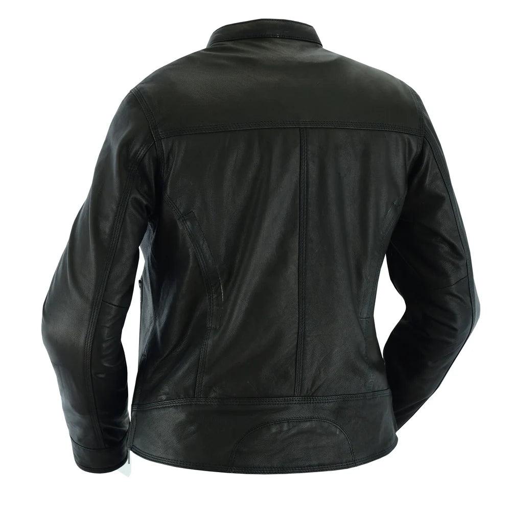 Dynamic Women’s Black Biker Jacket – Premium Goat Leather