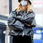 Black Biker Hailey Bieber Leather Jacket