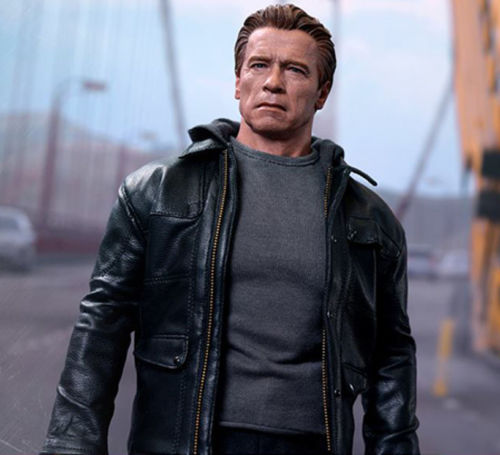 Terminator Genisys Arnold Schwarzenegger Real Black Leather Jacket