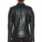 Women Leather Jacket Black Slim Fit Biker Motorcycle lambskin-All Sizes