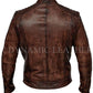 Mens Biker Vintage Motorcycle Distressed Brown Cafe Racer Leather Jacket