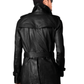 Men's Leather Trench Coat Belted Long Leather Coat Jacket