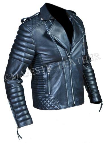 Men's Diamond Quilted Kay Michael Soft Leather Black Slim Fit Biker Jacket-BNWT