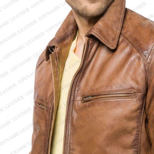 Men Leather Jacket Brown Slim Fit Style Biker Leather Jacket