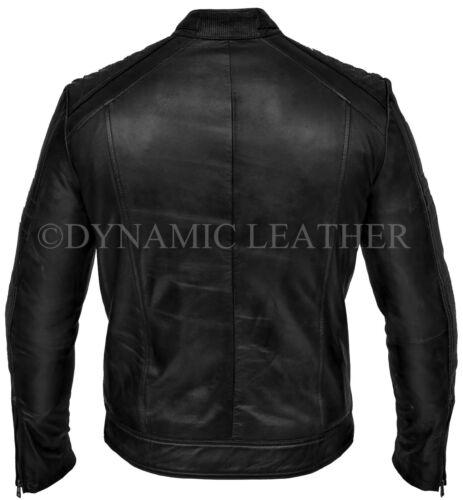 Mens Biker Vintage Motorcycle Waxed Black Cafe Racer Leather Jacket