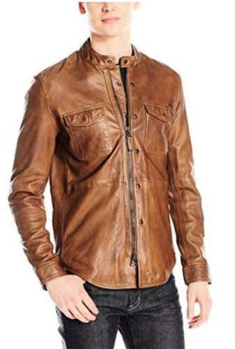 Mens-Shirt-Jacket-Brown-Real-Soft-Genuine-Waxed-Leather-Shirt