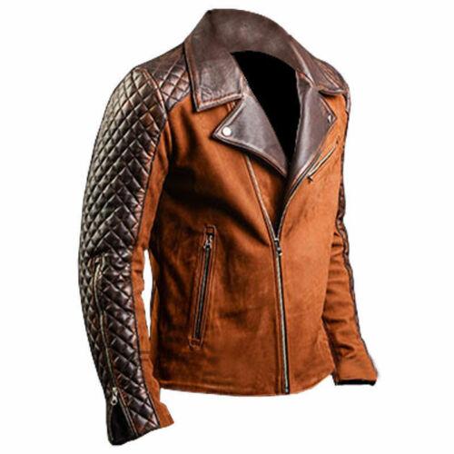 Men's Cafe Racer Stylish Biker Brown & Black New Distressed Real Leather Jacket