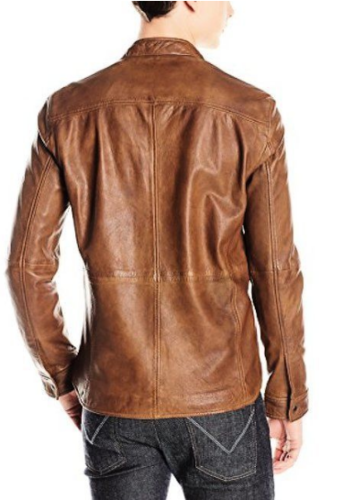 Mens-Shirt-Jacket-Brown-Real-Soft-Genuine-Waxed-Leather-Shirt