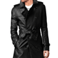 Men's Leather Trench Coat Belted Long Leather Coat Jacket
