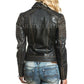 NEW WOMEN'S BLACK VINTAGE LAMB LEATHER MOTO JACKET