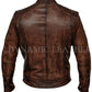 Mens Biker Motorcycle Vintage Cafe Racer Distressed Brown Real Leather Jacket