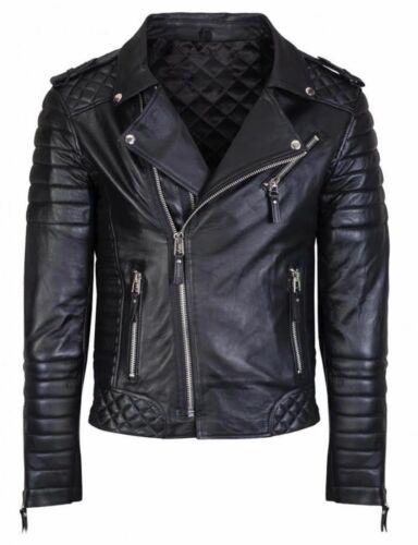 Men's Diamond Quilted Kay Michael Soft Real Leather Black Slim Fit Biker Jacket