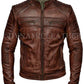 Mens Biker Vintage Motorcycle Distressed Brown Cafe Racer Leather Jacket