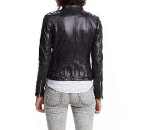 Petite Black Women's Slim Fit Biker Style Real Leather Jacket