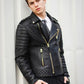 New Men's Genuine Lambskin Leather Jacket Black Slim fit Biker Motorcycle jacket
