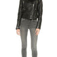 Rosie Huntington Whiteley Black Leather Shearling Jacket For Women