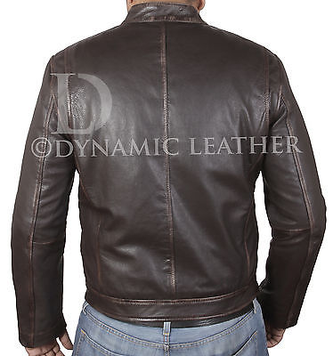 Contraband Mark Wahlberg's Mens Slim Fit Distressed REAL Leather Jacket