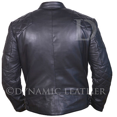 David Beckham Black Motorcycle Genuine Real Leather Slim Fit Biker Jacket
