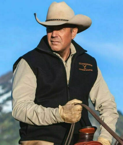 Men's Yellowstone Vest Kevin Costner John Dutton Black Cotton Vest Jacket
