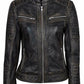 Women's Genuine Lambskin Leather Jacket Black Slim fit Biker Motorcycle Jacket