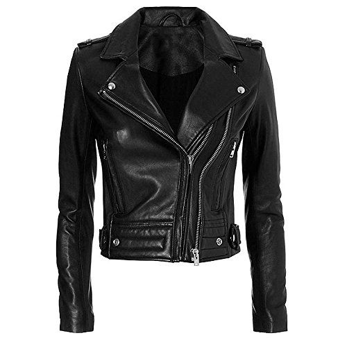 Popular Women Las Vegas Black Brando Waist length Ladies Leather Jacket