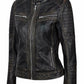 Women's Genuine Lambskin Leather Jacket Black Slim fit Biker Motorcycle Jacket