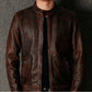 New Men's British A-flyer Dark Brown Cafe Racer Leather Jacket