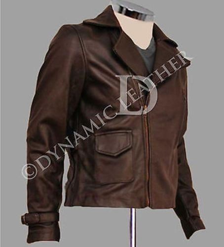 Avenger Captain America Brown Biker Genuine Costume Leather Jacket Chris Evans