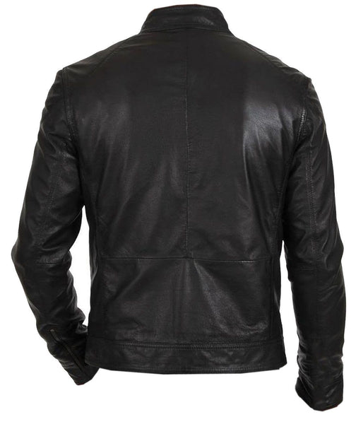 Men's Biker Hunt Black Motorcycle Leather Jacket