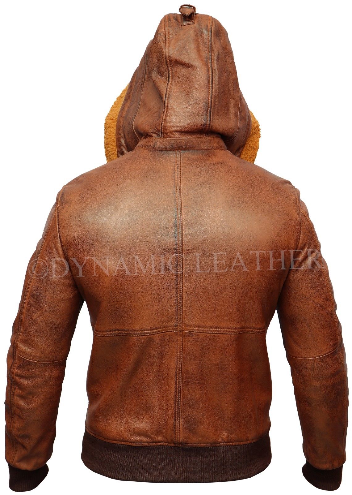 Mens Biker Retro Brown Detach Hooded Fur Real Leather Bomber Motorcycle Jacket