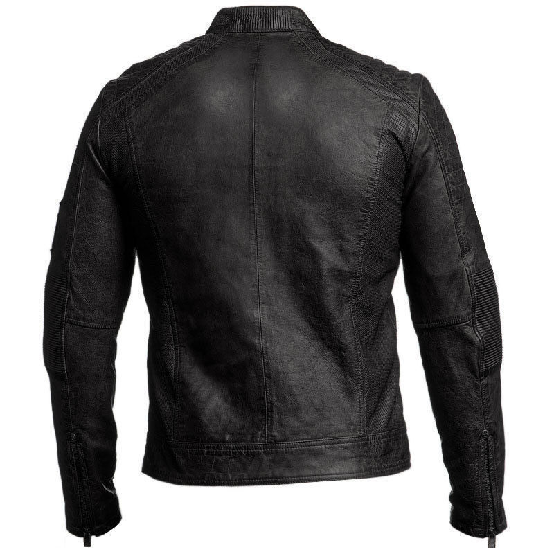 Mens Biker Vintage Motorcycle Distressed Black Leather Jacket