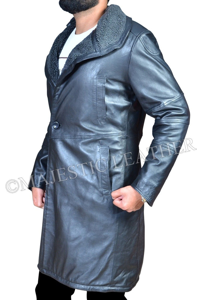 Blade Runner 2049 Ryan Gosling (Officer K) Fur Lapel Collar Trench Leather Coat