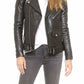 Black Women's Slim Fit Biker Style Real Leather Jacket High Quality