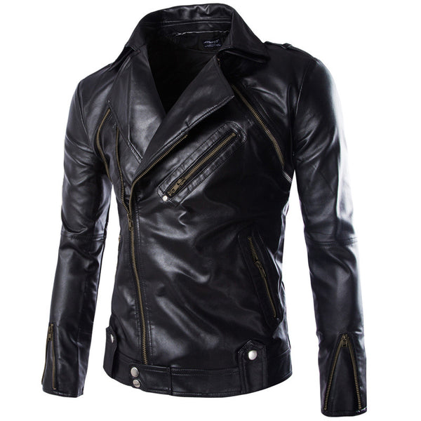 New Fashion 2015 Quality Detachable Winter Men Coat Leather Jacket Locomotive Black Leather Jacket Men Sleeve Removable M-3XL